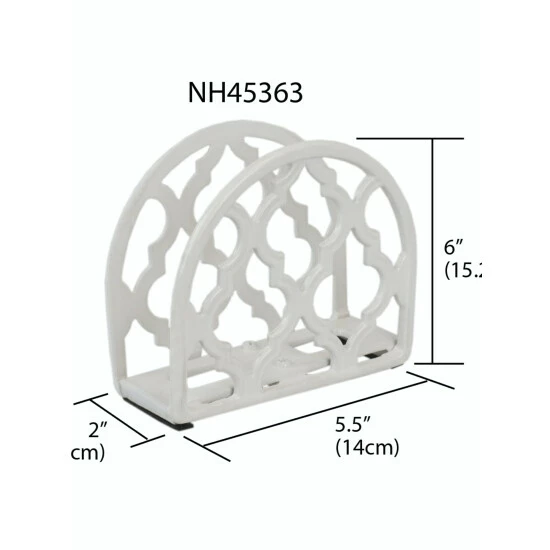 Home Basics Lattice Collection Cast Iron Napkin Holder, White Storage & Organization - Image 7