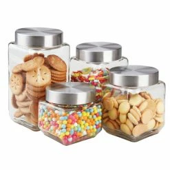 Home Basics 4 Piece Canister Set With Stainless Steel Lids Tools & Accessories