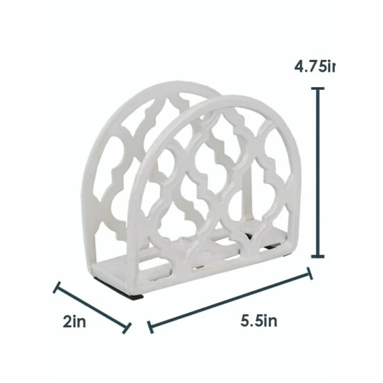Home Basics Lattice Collection Cast Iron Napkin Holder, White Storage & Organization - Image 8