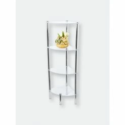 Home Basics 4 Tier Multi Use Arc Glass Corner Shelf, Clear Storage & Organization