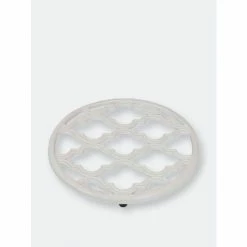 Home Basics Lattice Collection Cast Iron Trivet, White Storage & Organization