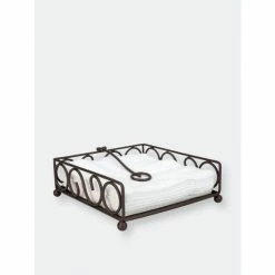 Home Basics Scroll Collection Steel Flat Napkin Holder, Bronze Storage & Organization