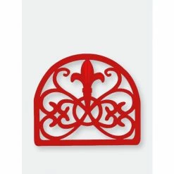 Home Basics Cast Iron Fleur De Lis Napkin Holder, Red Storage & Organization