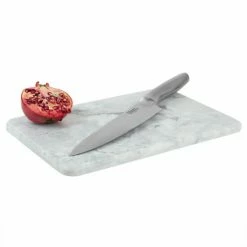 Home Basics Multi-Purpose Pastry Marble Cutting Board Cookware White