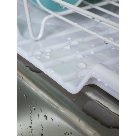 Home Basics 3 Piece Vinyl Coated Steel Dish Drainer, White Tools & Accessories - Image 3