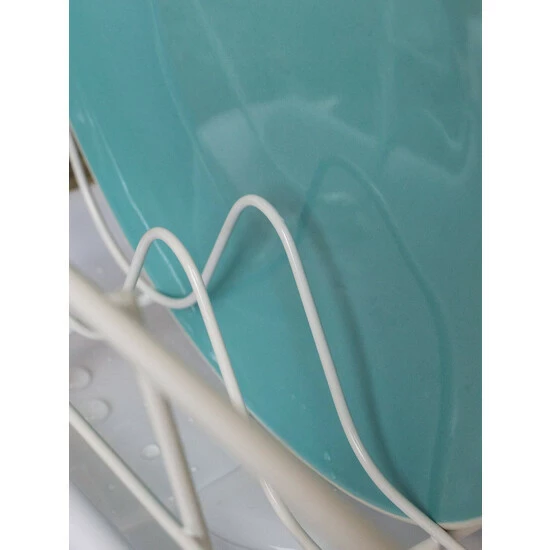 Home Basics 3 Piece Vinyl Coated Steel Dish Drainer, White Tools & Accessories - Image 4