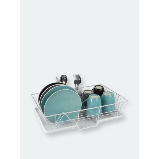 Home Basics 3 Piece Vinyl Coated Steel Dish Drainer, White Tools & Accessories - Image 10