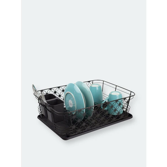 Home Basics 3 Piece Decorative Wire Steel Dish Rack, Bronze Tools & Accessories