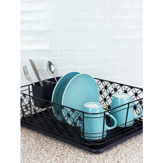 Home Basics 3 Piece Decorative Wire Steel Dish Rack, Bronze Tools & Accessories - Image 2