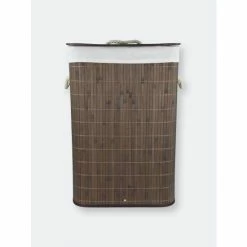 Home Basics Rectangular Bamboo Hamper, Brown Laundry