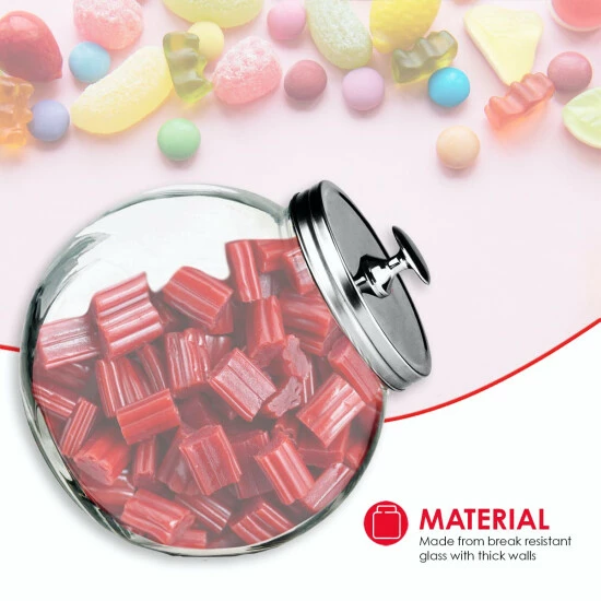 Home Basics Large 91 Oz. Round Glass Candy Storage Jar With Stainless Steel Top - Clear Tools & Accessories - Image 2