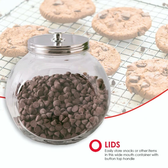 Home Basics Large 91 Oz. Round Glass Candy Storage Jar With Stainless Steel Top - Clear Tools & Accessories - Image 3