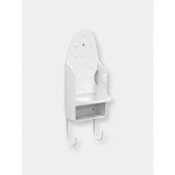 Home Basics Wall Mount Ironing Board With Built-In Accessory Hooks, White Storage & Organization