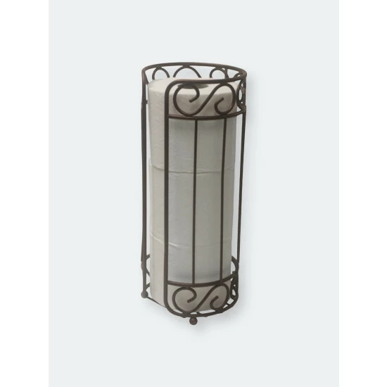 Home Basics Scroll Collection Bath Tissue Reserve Toilet Paper Roll Holder Stand, Bronze Bath Accessories