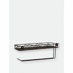 Home Basics Scroll Collection Wall Mounted Paper Towel Holder With Basket, Bronze Tools & Accessories