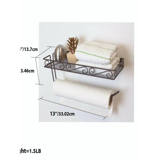 Home Basics Scroll Collection Wall Mounted Paper Towel Holder With Basket, Bronze Tools & Accessories - Image 5