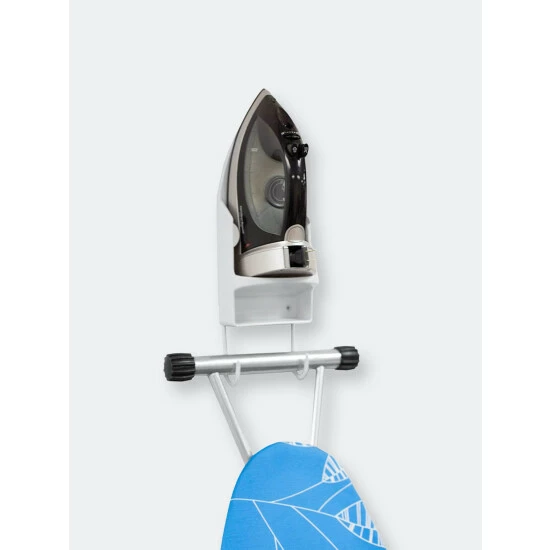 Home Basics Wall Mount Ironing Board With Built-In Accessory Hooks, White Storage & Organization - Image 5