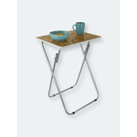 Home Basics Marble Multi-Purpose Foldable Table, Brown Storage & Organization