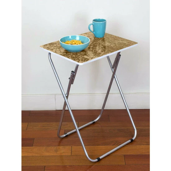 Home Basics Marble Multi-Purpose Foldable Table, Brown Storage & Organization - Image 2