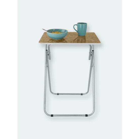 Home Basics Marble Multi-Purpose Foldable Table, Brown Storage & Organization - Image 4