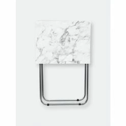 Home Basics Marble Multi-Purpose Foldable Table, Grey/White Storage & Organization