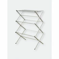 Home Basics Sunbeam 3 Tier Rust-Proof Enamel Coated Steel Collapsible Clothes Drying Rack, Grey Storage & Organization