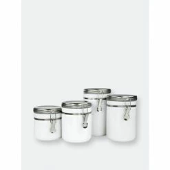 Home Basics 4 Piece Canister Set With Stainless Steel Tops Storage & Organization