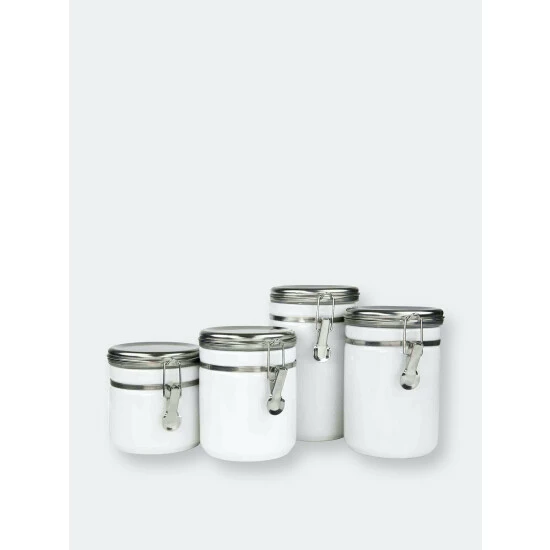 Home Basics 4 Piece Canister Set With Stainless Steel Tops Storage & Organization