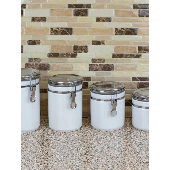 Home Basics 4 Piece Canister Set With Stainless Steel Tops Storage & Organization - Image 4