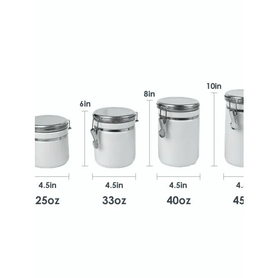 Home Basics 4 Piece Canister Set With Stainless Steel Tops Storage & Organization - Image 8