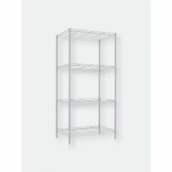 Home Basics 4 Tier Grade Steel Multi-Purpose Adjustable Wire Shelving Unit With 50 Lb Weight Capacity Per Shelf, White Storage & Organization