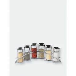 Home Basics Ultra Sleek Half Moon Steel Seasoning And Herbs Organizing Spice Rack With 6 Empty Glass Spice Jars, Chrome Storage & Organization