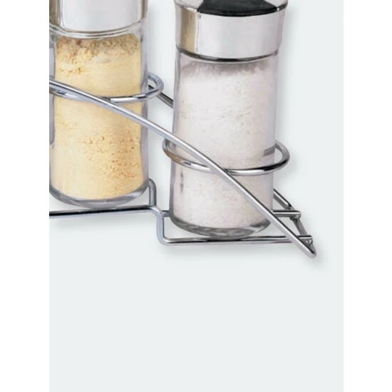 Home Basics Ultra Sleek Half Moon Steel Seasoning And Herbs Organizing Spice Rack With 6 Empty Glass Spice Jars, Chrome Storage & Organization - Image 3