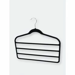 Home Basics Velvet Trouser Hanger, (Pack Of 3), Black Storage & Organization