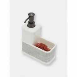 Home Basics 18.6 Oz. Soap Dispenser With Basketweave Sponge Holder Bath Accessories Default Title