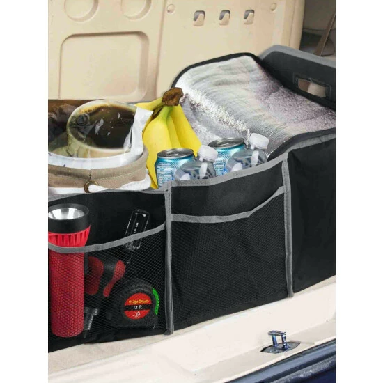 Home Basics Collapsible And Foldable Cargo Trunk Organizer With Cooler, Black Storage & Organization