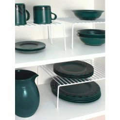 Home Basics 3 Piece Vinyl Coated Steel Cabinet Organizer, White Storage & Organization