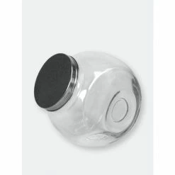 Home Basics X-Large 131.87 Oz. Round Glass Candy Storage Jar With Stainless Steel Top, Clear Storage & Organization