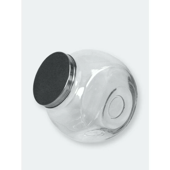 Home Basics X-Large 131.87 Oz. Round Glass Candy Storage Jar With Stainless Steel Top, Clear Storage & Organization