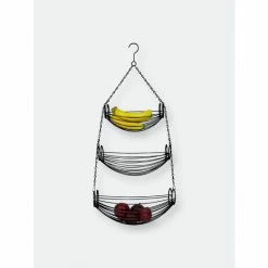 Home Basics 3-Tier Black Oval Hanging Basket Storage & Organization