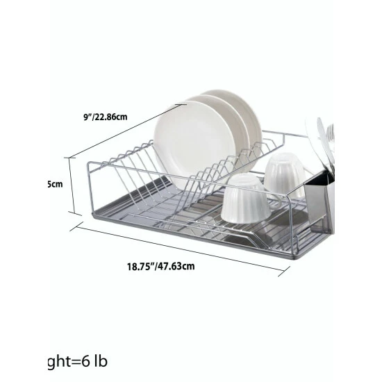 Home Basics 2-Tier 3 Piece Steel Dish Drainer Tools & Accessories - Image 5