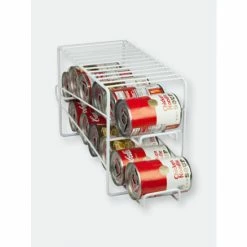 Home Basics 2 Tier Can Dispenser, White Storage & Organization