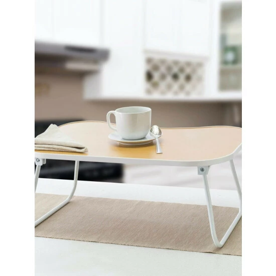 Home Basics Folding Portable Laptop Bed Tray, Natural Wood Storage & Organization - Image 2