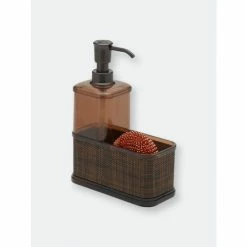 Home Basics 18.6 Oz. Soap Dispenser With Basketweave Sponge Holder Bath Accessories Default Title