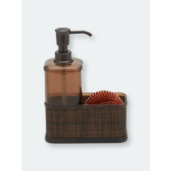 Home Basics 18.6 Oz. Soap Dispenser With Basketweave Sponge Holder Bath Accessories Default Title - Image 2