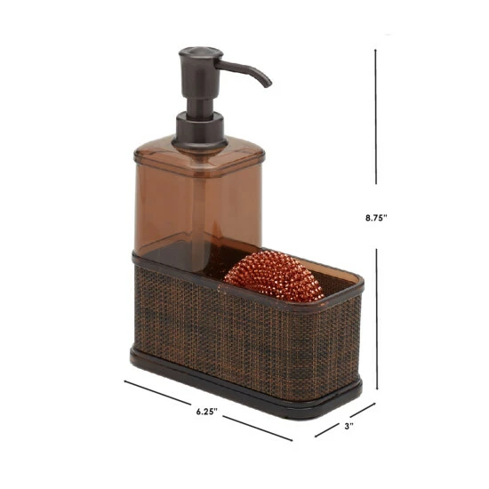 Home Basics 18.6 Oz. Soap Dispenser With Basketweave Sponge Holder Bath Accessories Default Title - Image 4