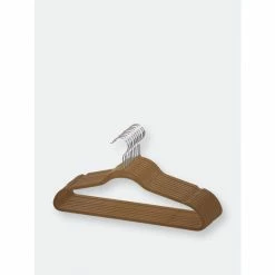 Home Basics 10 Piece Velvet Hanger, Brown Storage & Organization