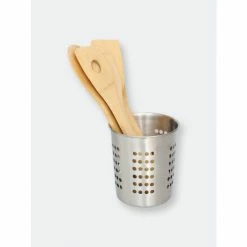 Home Basics Classic Perforated Quick Draining Stainless Steel Cutlery Holder Tools & Accessories Silver