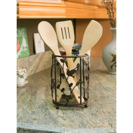 Home Basics Birdsong Collection Steel Free-Standing Round Cutlery Holder Tools & Accessories Default Title - Image 3