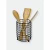 Home Basics Grid Free-Standing Cutlery Holder With Mesh Bottom Tools & Accessories Black